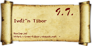 Iván Tibor névjegykártya